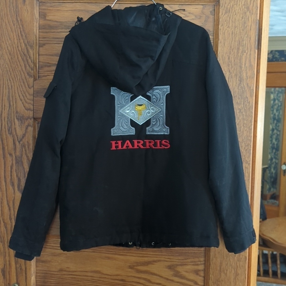 Cruel Girl Harris Leather Western Saddle Logo Hooded Winter Coat Black Size XS